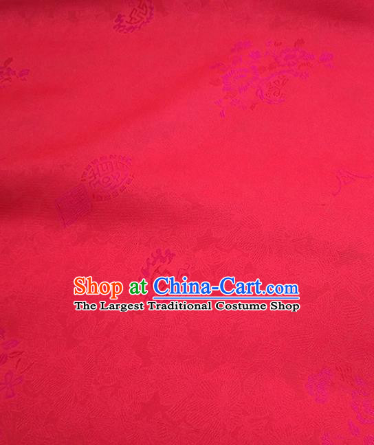 Asian Chinese Traditional Flowers Pattern Design Red Silk Fabric China Hanfu Silk Material