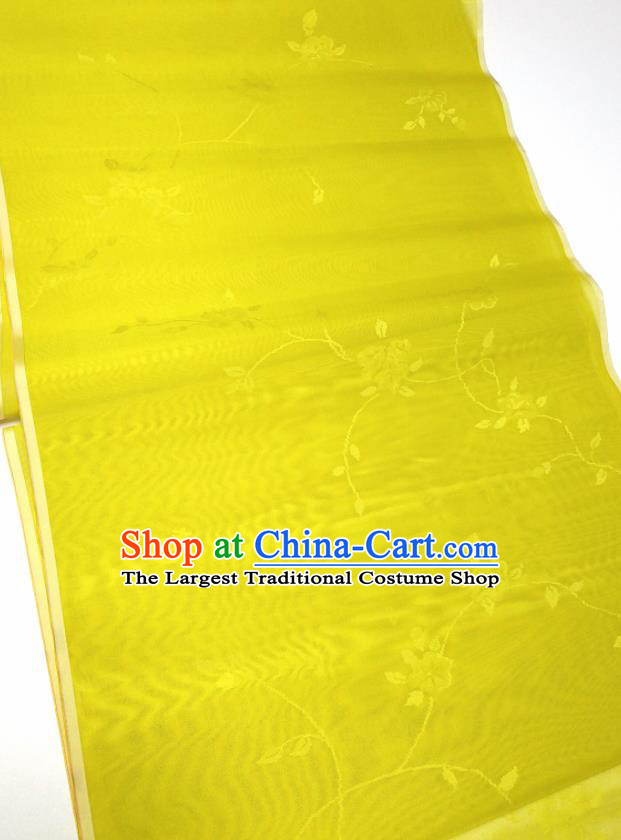 Asian Chinese Traditional Flowers Branch Pattern Design Olive Green Silk Fabric China Hanfu Silk Material