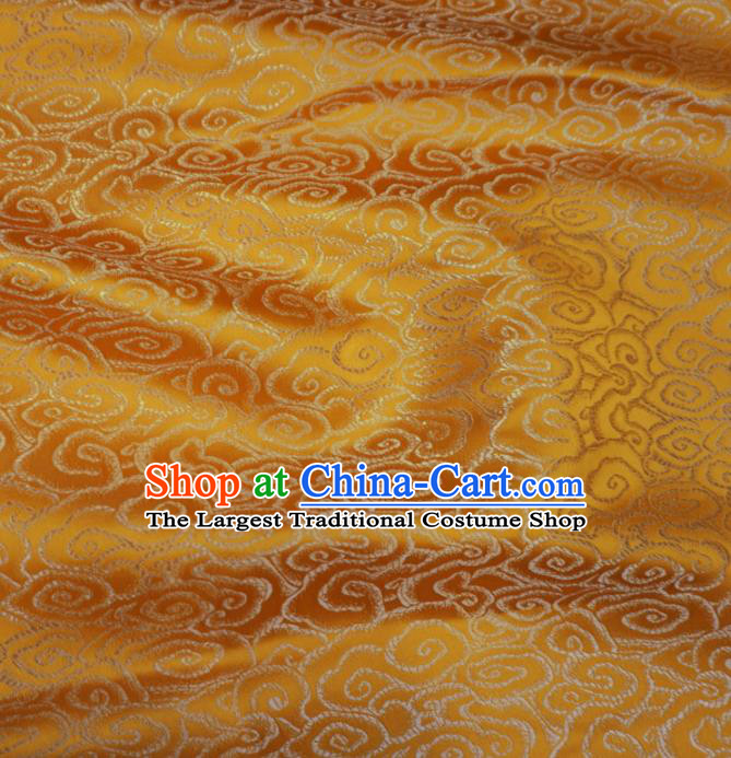 Chinese Traditional Royal Clouds Pattern Design Golden Brocade Fabric Asian Satin China Hanfu Silk Material