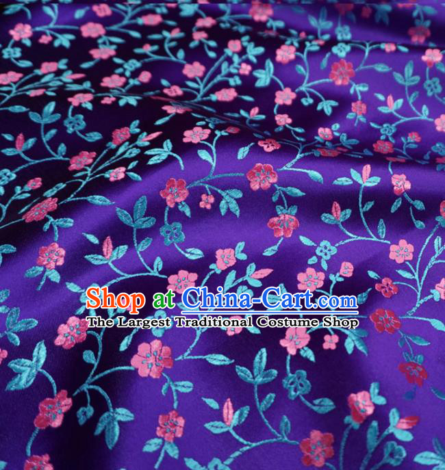 Chinese Traditional Twine Plum Pattern Design Purple Brocade Fabric Asian Satin China Hanfu Silk Material