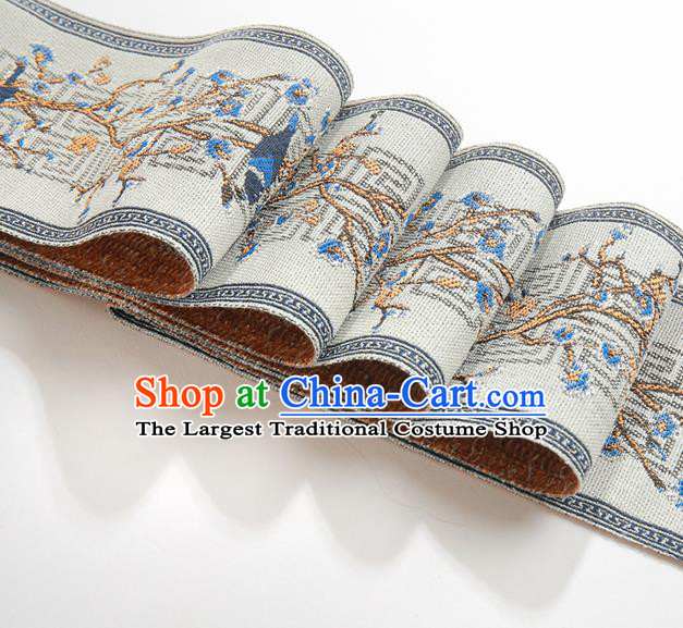 Chinese Traditional Hanfu Grey Embroidered Birds Pattern Band Fabric Asian China Costume Collar Accessories