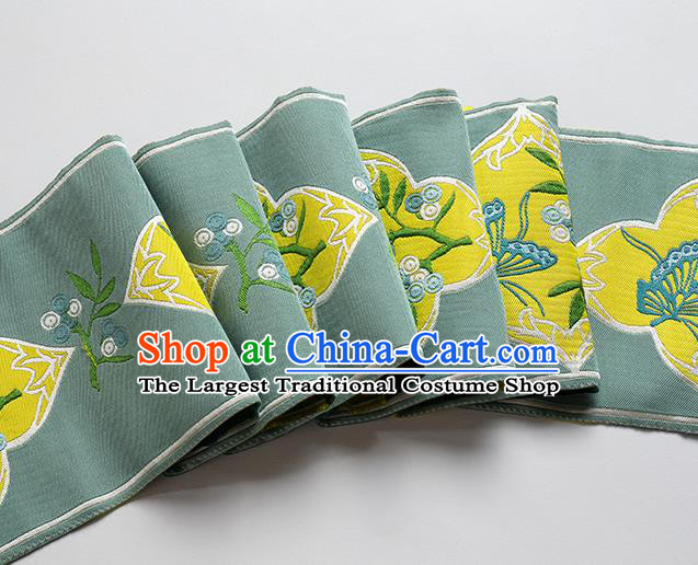 Chinese Traditional Hanfu Green Embroidered Butterfly Pattern Waistband Lace Fabric Asian China Costume Collar Accessories