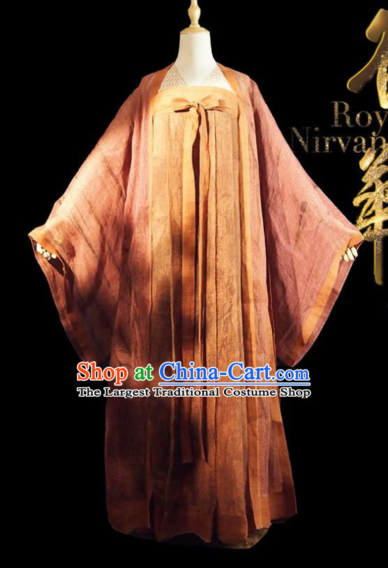 Chinese Ancient Song Dynasty Nobility Lady Dress Drama Royal Nirvana Lu Wenxi Replica Costumes and Headpiece Complete Set