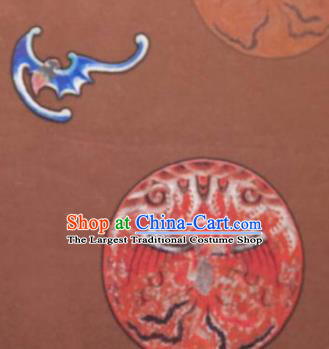 Chinese Traditional Phoenix Pattern Design Brownness Silk Fabric Asian China Hanfu Gambiered Guangdong Mulberry Silk Material