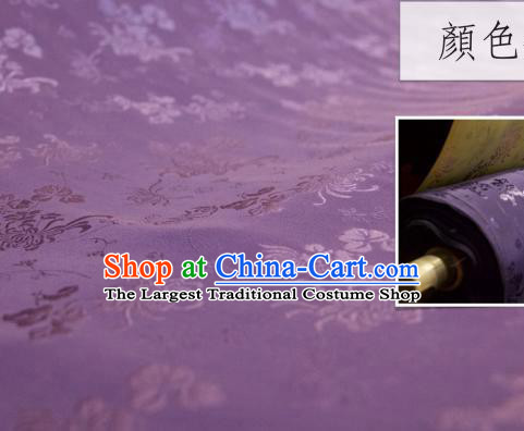 Chinese Traditional Chrysanthemum Pattern Design Purple Silk Fabric Asian China Hanfu Jacquard Mulberry Silk Material
