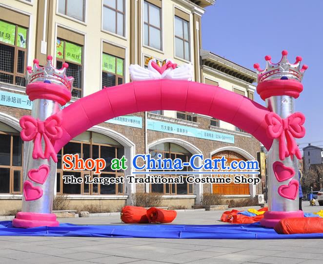 Large Christmas Day New Year Inflatable Pink Bowknot Models Inflatable Arches Archway