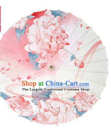 Chinese Traditional Printing Peony Pink Oil Paper Umbrella Artware Paper Umbrella Classical Dance Umbrella Handmade Umbrellas