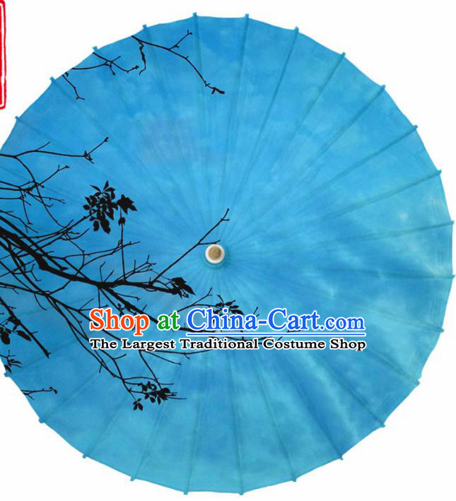 Chinese Traditional Printing Blue Oil Paper Umbrella Artware Paper Umbrella Classical Dance Umbrella Handmade Umbrellas