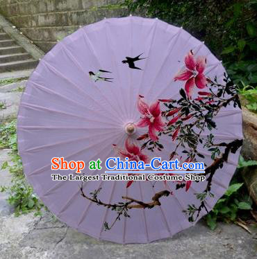 Chinese Printing Flowers Lilac Oil Paper Umbrella Artware Paper Umbrella Traditional Classical Dance Umbrella Handmade Umbrellas