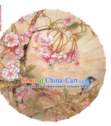 Chinese Printing Begonia Bird Oil Paper Umbrella Artware Paper Umbrella Traditional Classical Dance Umbrella Handmade Umbrellas