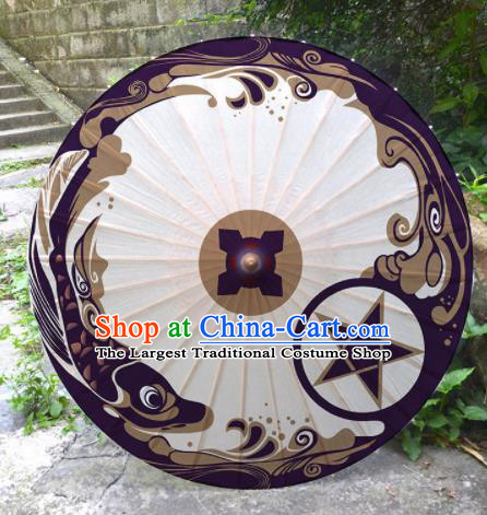 Chinese Traditional Onmyoji Purple Oil Paper Umbrella Artware Paper Umbrella Classical Dance Umbrella Handmade Umbrellas