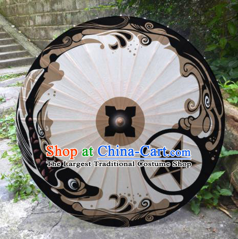 Chinese Traditional Onmyoji Black Oil Paper Umbrella Artware Paper Umbrella Classical Dance Umbrella Handmade Umbrellas
