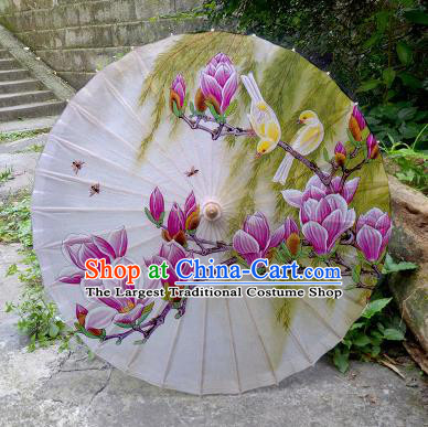 Chinese Artware Paper Umbrella Traditional Printing Red Yulan Magnolia Oil Paper Umbrella Classical Dance Umbrella Handmade Umbrellas