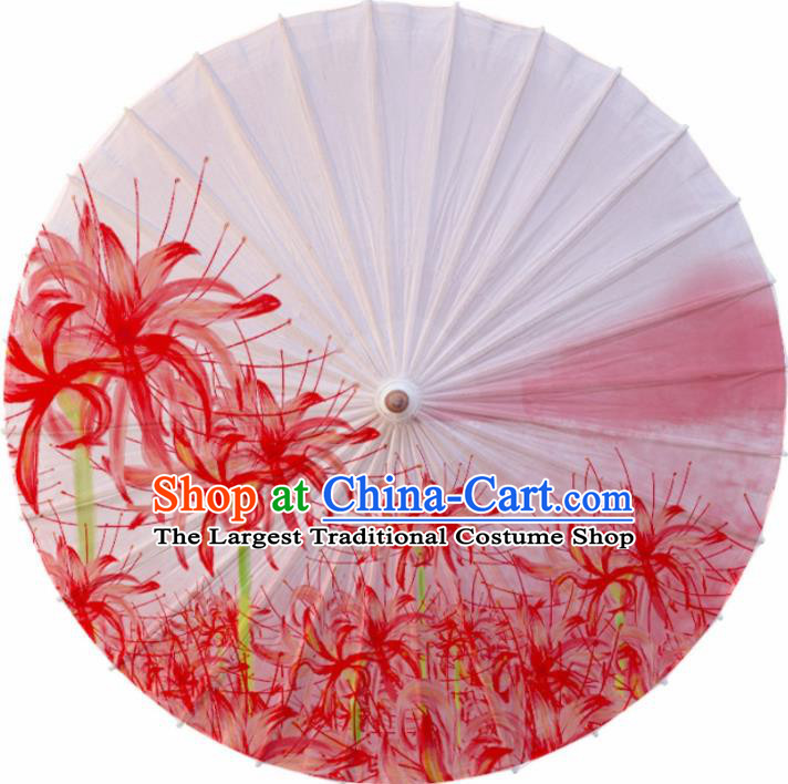 Chinese Artware Paper Umbrella Traditional Printing Manjusaka Pink Oil Paper Umbrella Classical Dance Umbrella Handmade Umbrellas