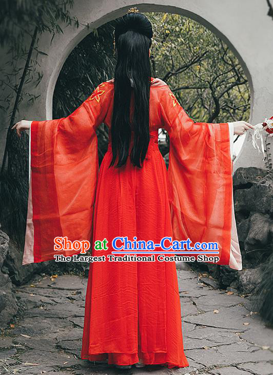 Chinese Drama Traditional Han Dynasty Princess Costumes Ancient Goddess Red Hanfu Dress for Women