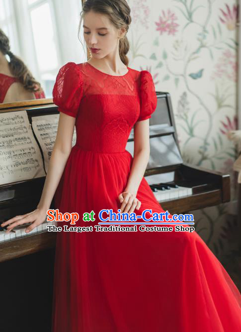 Custom Top Grade Red Veil Wedding Dress Bride Lace Full Dress for Women