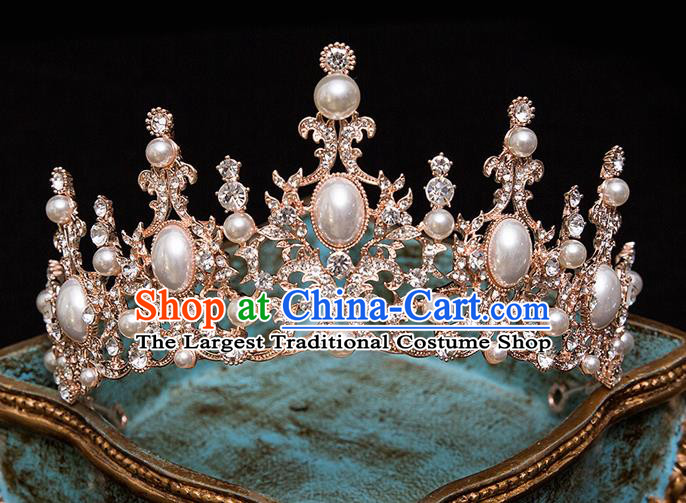 Handmade Wedding Baroque Royal Crown Princess Bride Hair Accessories for Women