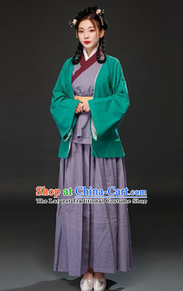 Chinese Traditional Ming Dynasty Maidservant Dress Ancient Drama Female Civilian Costumes for Women