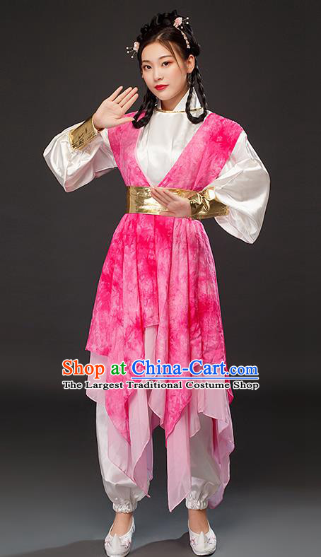 Traditional Chinese Song Dynasty Female Swordsman Huang Rong Pink Dress Ancient Drama Heroine Costumes for Women