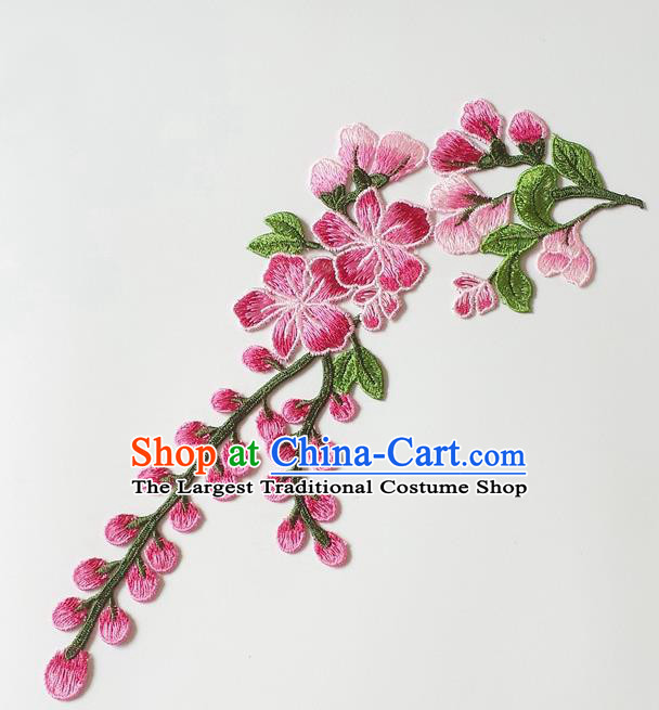 Chinese Traditional Embroidery Plum Flowers Pink Applique Embroidered Patches Embroidering Cloth Accessories