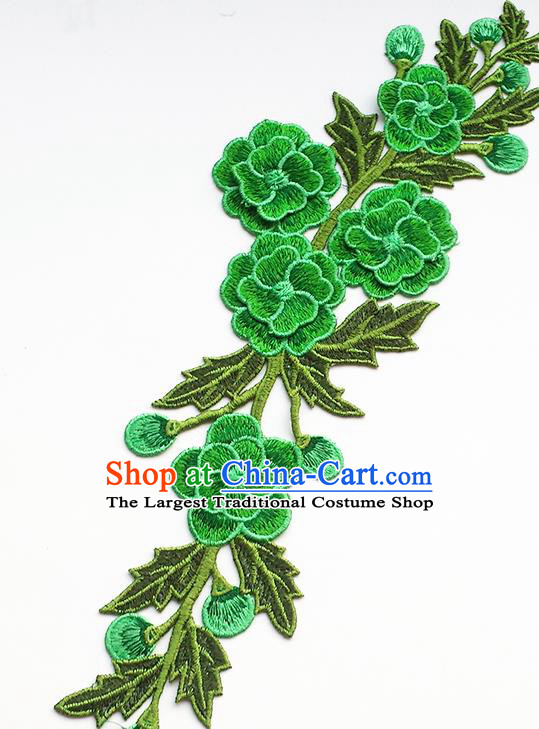 Chinese Traditional Embroidery Green Flowers Applique Embroidered Patches Embroidering Cloth Accessories