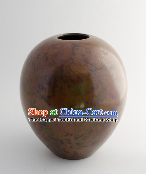 Chinese Handmade Bronze Flower Vase Traditional Red Copper Craft Decoration