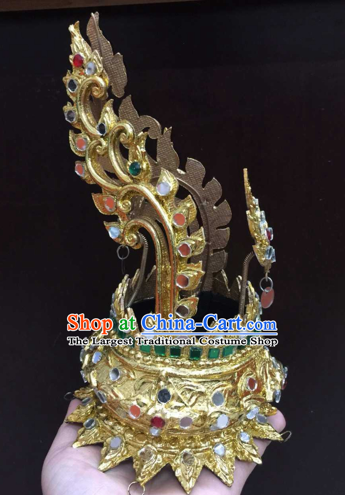 Traditional Thailand Crown Classical Tower Headdress Handmade Thai Hat