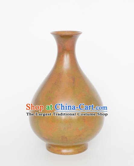 Chinese Handmade Bronze Plum Vase Traditional Red Copper Craft Decoration