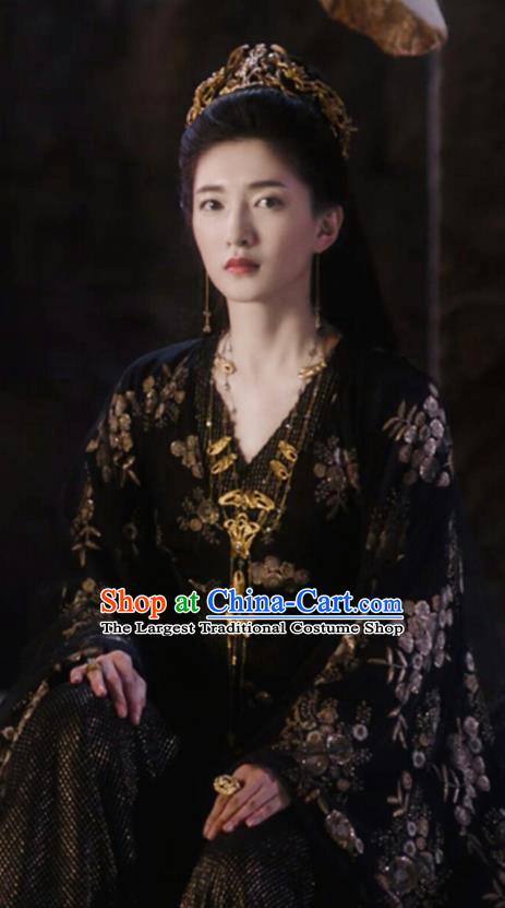 Chinese Ancient Princess Gong Yuyi Drama Novoland Eagle Flag Jiang Shuying Replica Costumes and Headpiece for Women