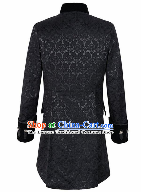 European Medieval Traditional Patrician Costume Europe Prince Black Coat for Men