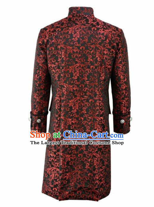 European Medieval Traditional Patrician Costume Europe Court Prince Red Coat for Men