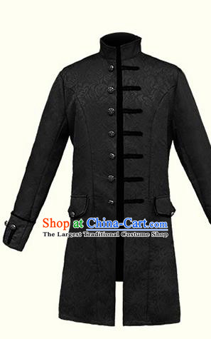 European Medieval Traditional Patrician Costume Europe Prince Black Coat for Men