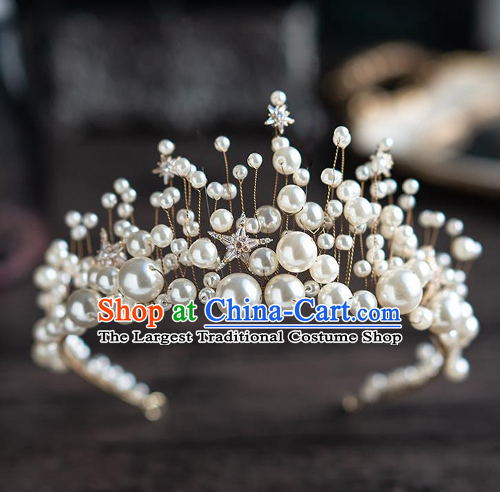 Top Grade Bride Pearls Hair Crown Wedding Hair Accessories for Women