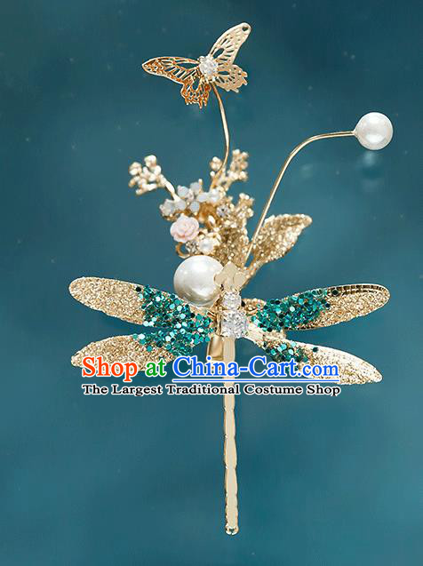 Top Grade Bride Green Crystal Dragonfly Hair Claw Wedding Hair Accessories for Women