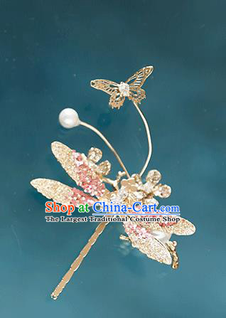 Top Grade Bride Pink Crystal Dragonfly Hair Claw Wedding Hair Accessories for Women