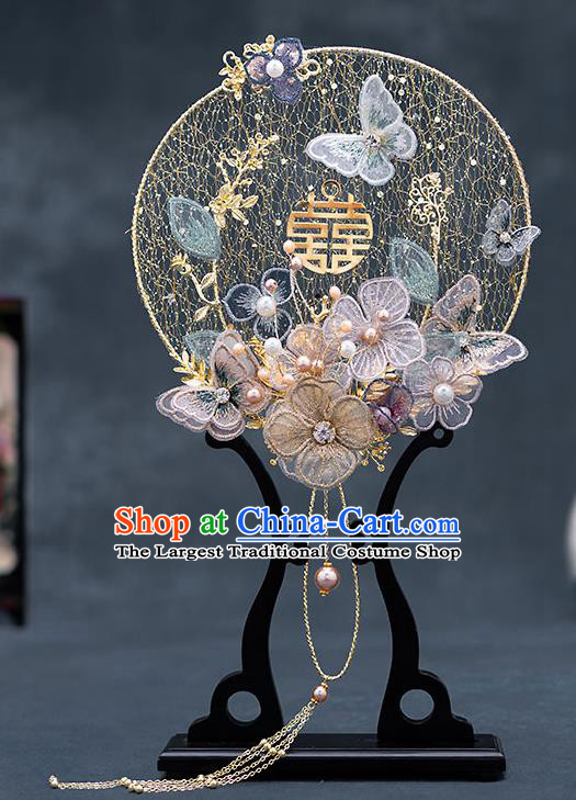 Chinese Traditional Wedding Palace Fans Ancient Bride Prop Round Fan for Men