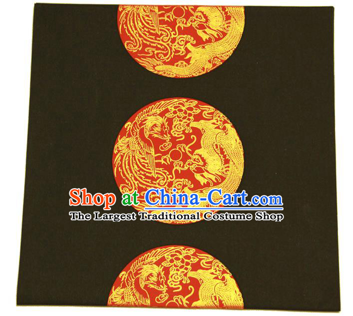 Traditional Chinese Classical Dragon Phoenix Pattern Black Scroll Paper Handmade Calligraphy Seven Characters Couplet Xuan Paper Craft