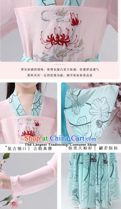 Chinese Traditional Song Dynasty Hanfu Dress Apparels Ancient Princess Costumes Stage Show Girl Blue Cape Blouse and Skirt for Kids