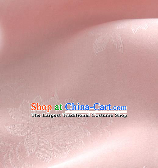 Asian Korea Classical Campsis Grandiflora Pattern Light Pink Silk Fabric Korean Fashion Drapery Traditional Hanbok Material