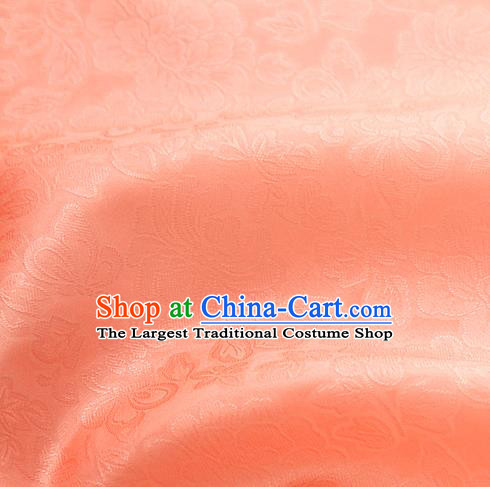 Traditional Korean Fashion Orange Gauze Drapery Hanbok Material Asian Korea Classical Flowers Pattern Silk Fabric