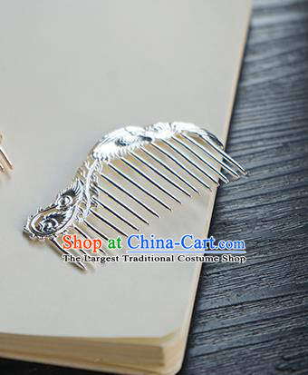 Chinese Classical Hanfu Argent Hair Comb Hair Accessories Handmade Ancient Tang Dynasty Hairpin for Women