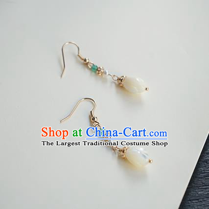 Handmade Chinese Cheongsam Ear Accessories Ancient Women Hanfu Classical White Magnolia Earrings