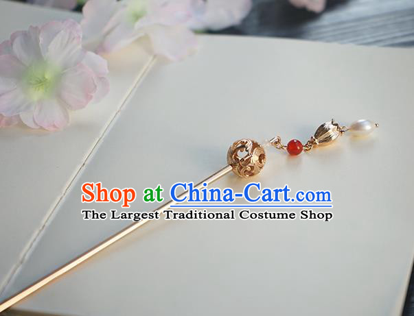 Chinese Classical Hanfu Convallaria Tassel Step Shake Hair Accessories Handmade Ancient Princess Golden Hairpin for Women