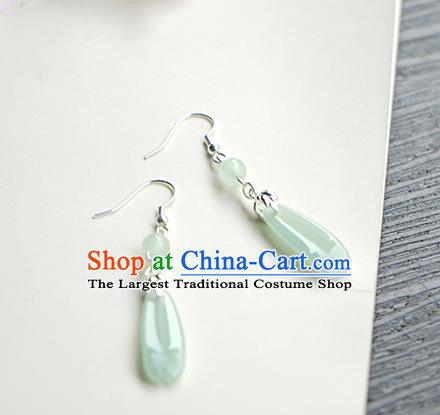 Handmade Chinese Green Flower Petal Ear Accessories Ancient Women Hanfu Classical Cheongsam Earrings
