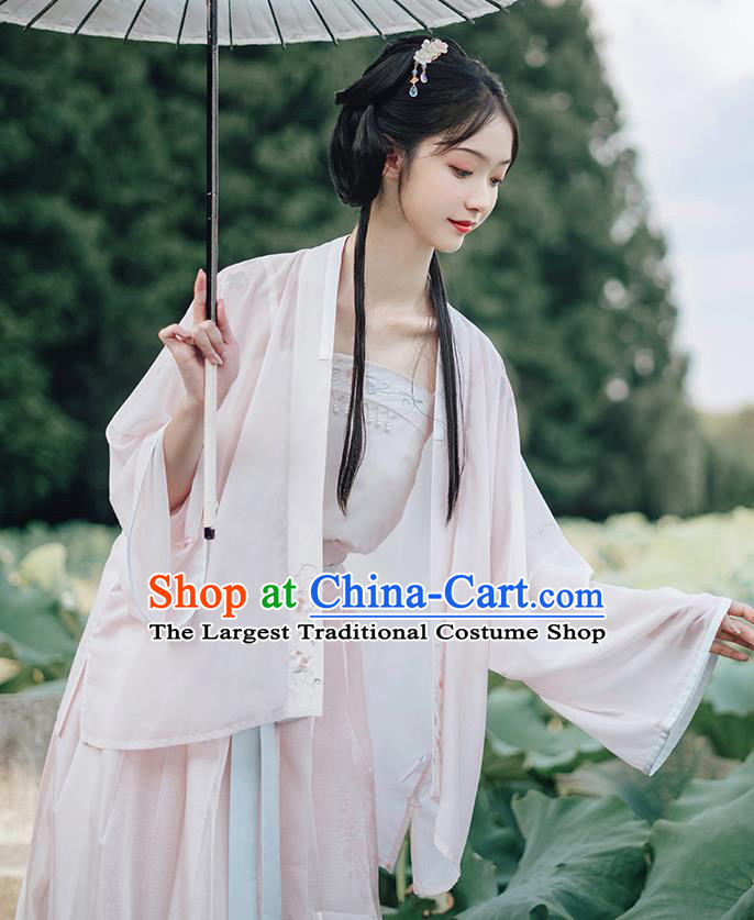 Chinese Song Dynasty Costumes Traditional Ancient Village Girl Top Blouse and Skirt Hanfu Apparels for Women