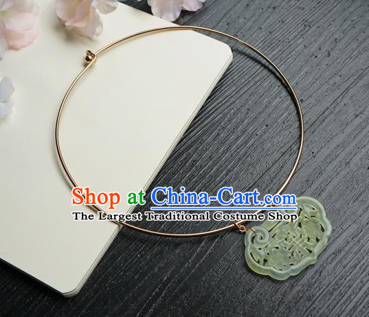 Chinese Handmade Hanfu Jade Pendant Necklace Classical Jewelry Accessories Ancient Princess Necklet for Women