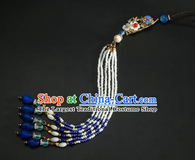 Chinese Classical Blueing Waist Accessories Ancient Princess Hanfu Pearls Tassel Belt Pendant