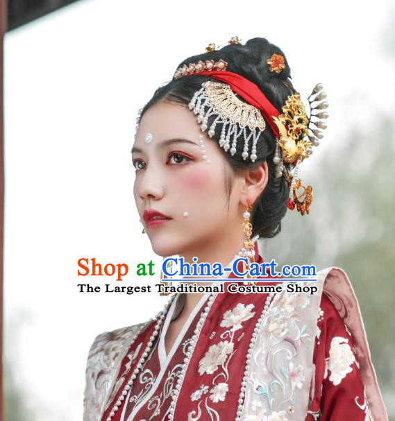 Chinese Song Dynasty Queen Hairpin Handmade Classical Ancient Empress Hanfu Hair Accessories Court Women Hair Clasp Full Set
