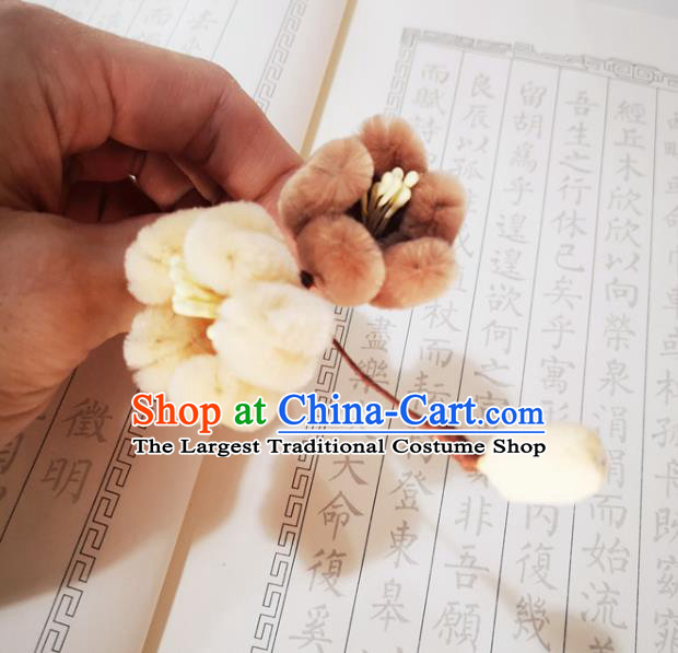 Chinese Ancient Princess Velvet Plum Flowers Hairpins Hair Accessories Handmade Qing Dynasty Palace Lady Hair Stick