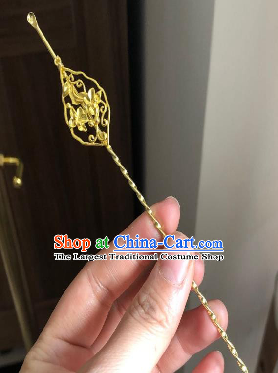 Chinese Ancient Palace Lady Golden Curette Hairpins Hair Accessories Handmade Ming Dynasty Queen Hair Stick